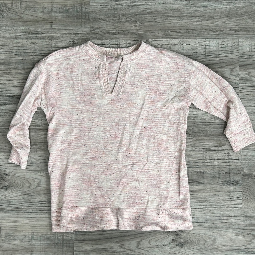 Loft Pale Pink Light Weight Sweater w/3/4 Length arm Sz XSP